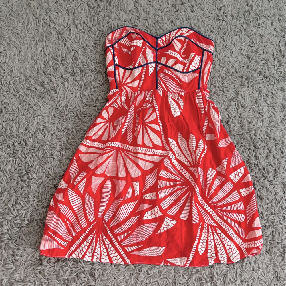 Alice & Trixie Veronique Red Strapless Silk Dress